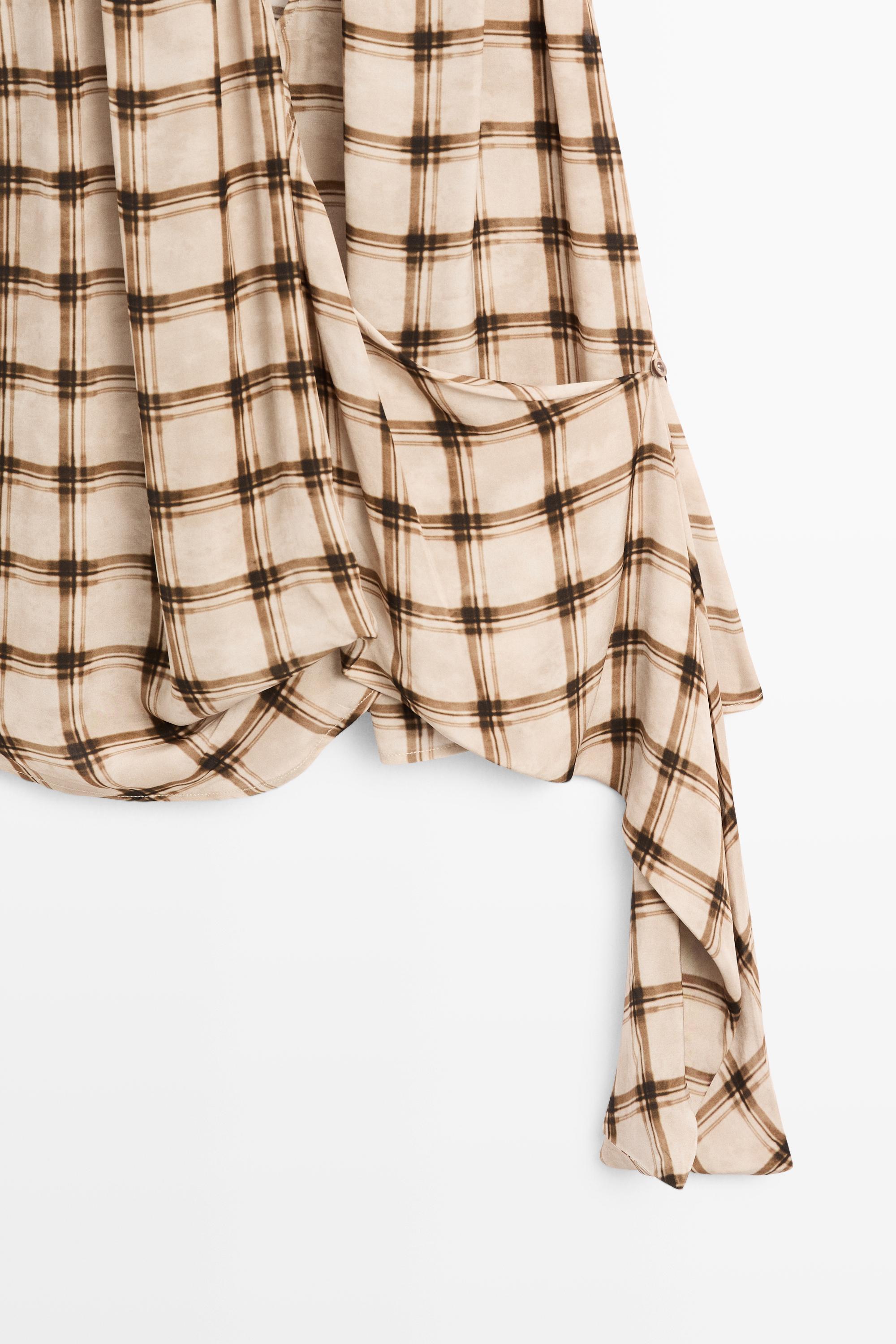 Flowing check print surplice top